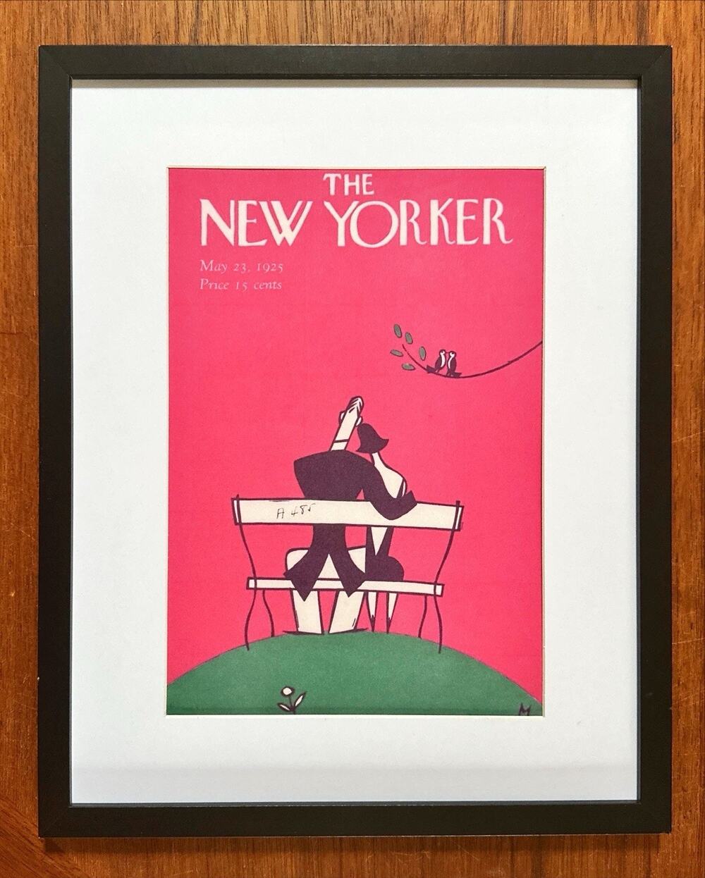 Framed 1925 The New Yorker Magazine May 23 Mikey Couple on Bench